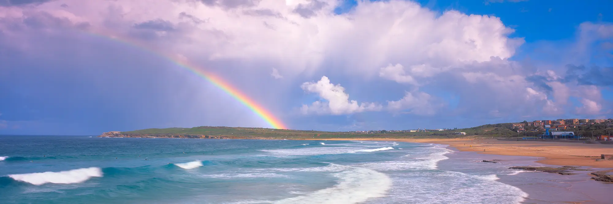 Maroubra Beach Afternoon Storm Rainbow Panoramic Photos