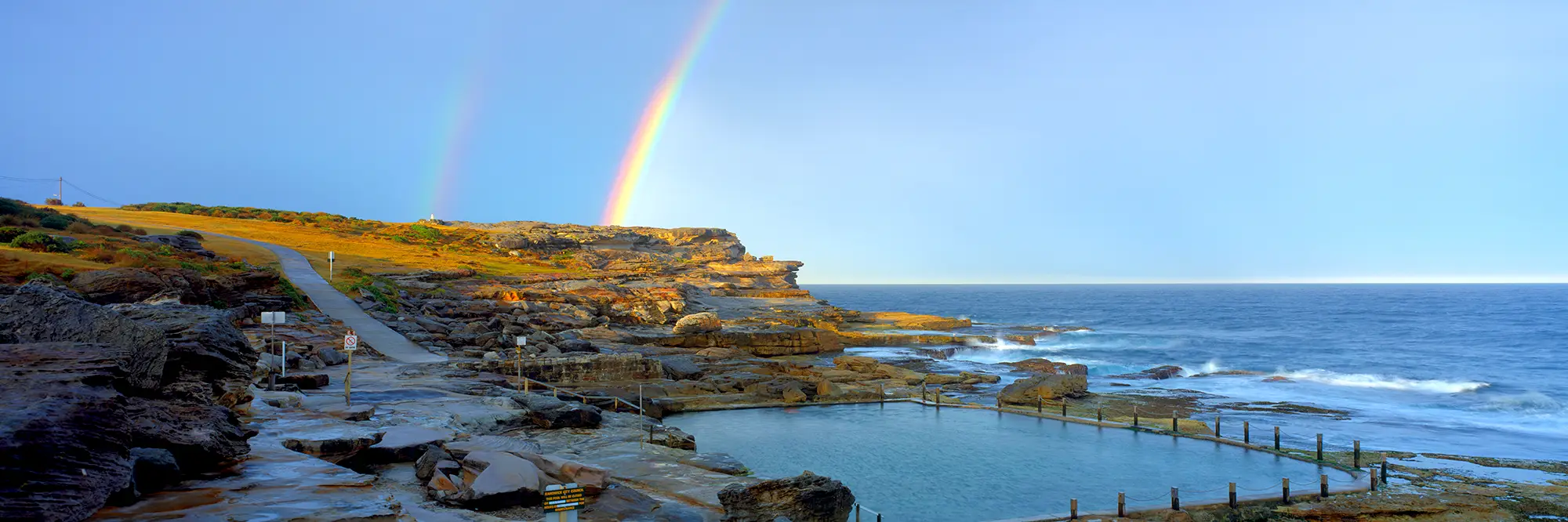 Maroubra Ocean Baths Panoramic Rainbow Framed Photo Artwork