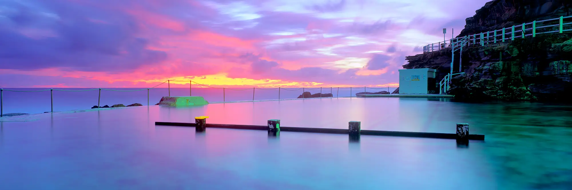 Bronte Beach Ocean Baths Sunrise Panoramic Landscape Framed Photo