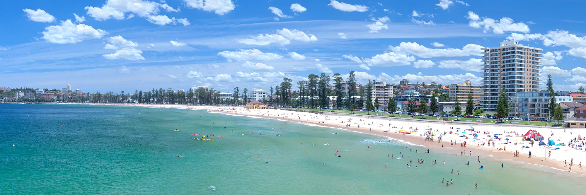 Manly Beach Framed Photographic Art Work -Panoramic Daytime Images