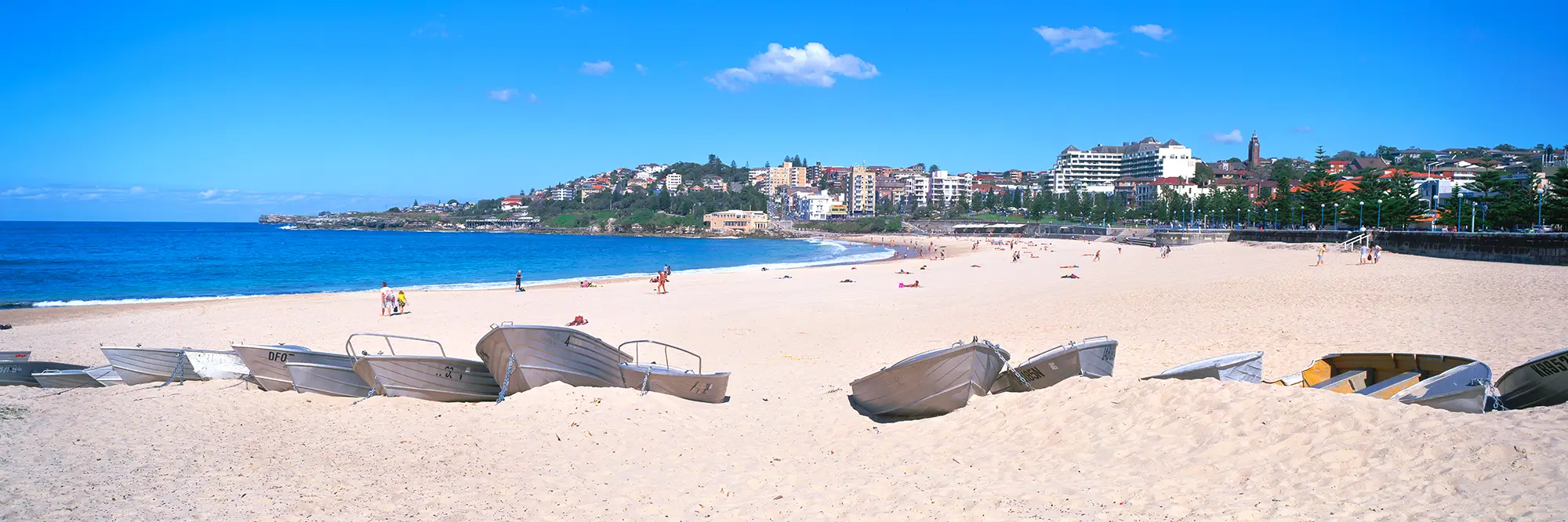Coogee Beach Boats Panoramic Daytime Landscape Photo