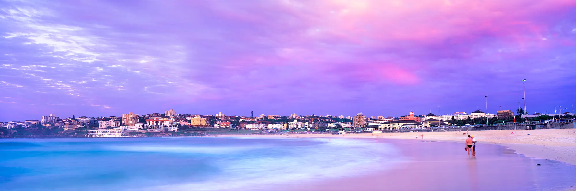 Bondi Beach Pink Sunrise Panoramic Landscape Images