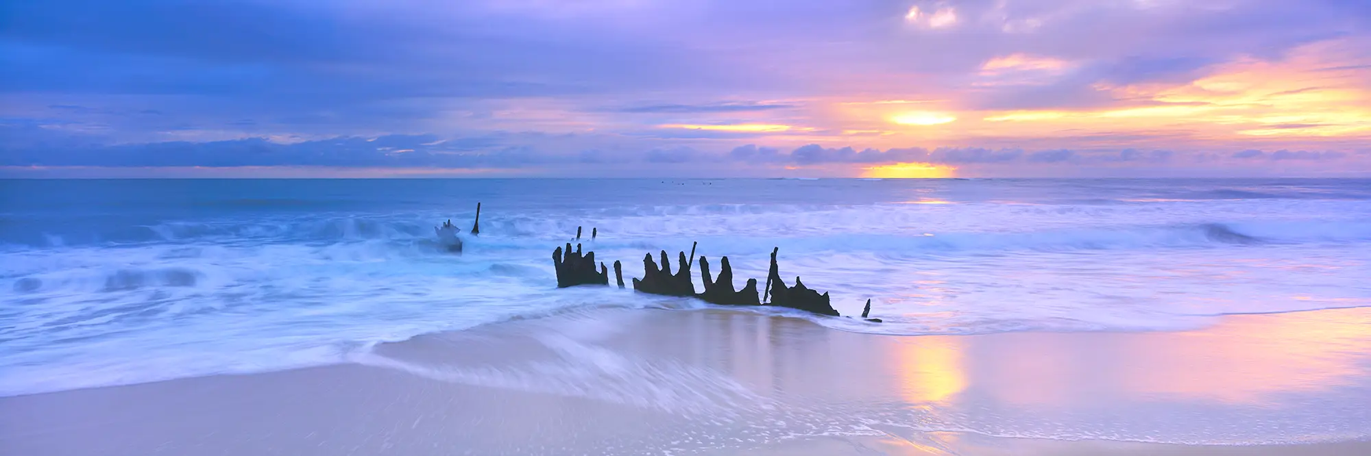 SS Dicky, Dicky Beach Sunshine Coast Queensland Panoramic Framed Photo
