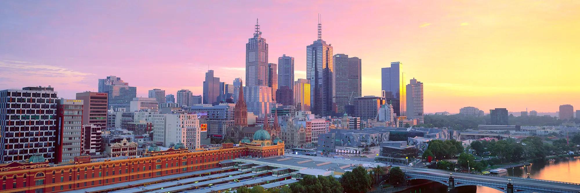 Melbourne City Sunrise Panoramic Photo