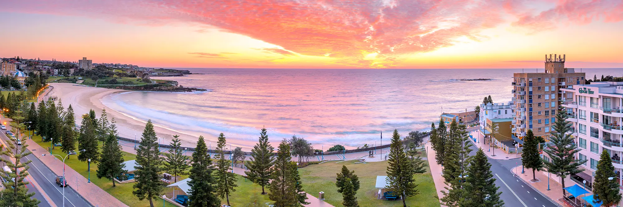 Coogee Beach Red Dawn Panoramic Landscape Acrylic Photo Prints