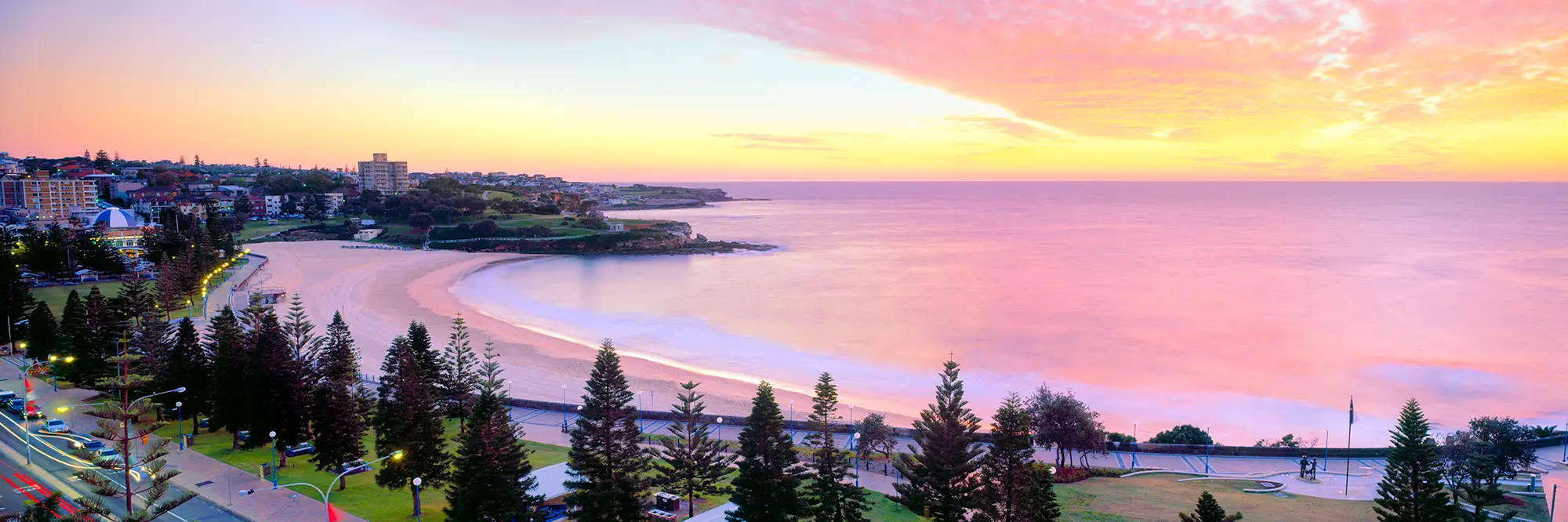 Coogee Beach Panoramic Landscape Red Sunrise Framed Photos
