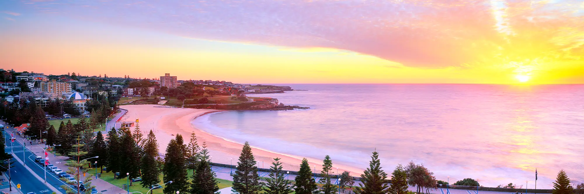 Coogee Beach Red Sunrise Panoramic Landscape Canvas Art Work Prints