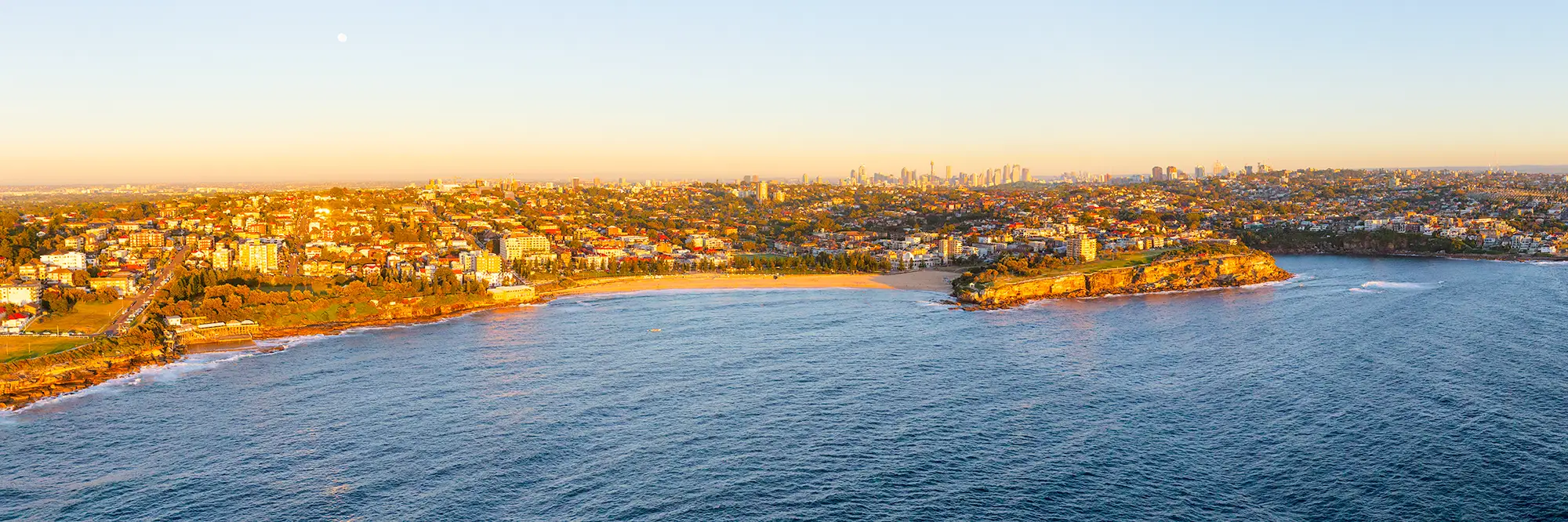 Coogee Beach Panoramic Sunrise Aerial Landscape Framed Photo