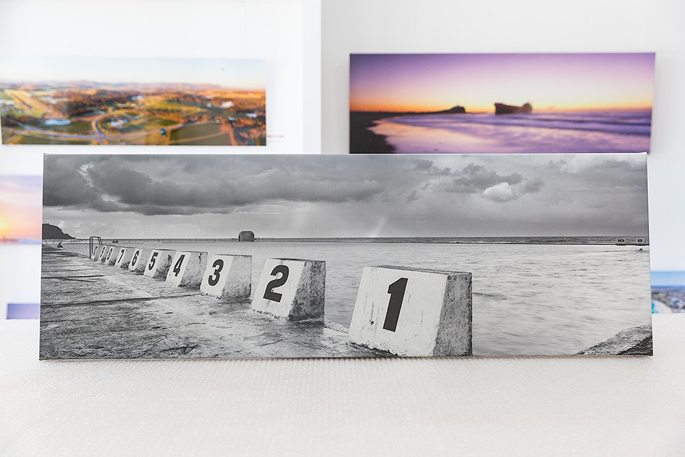 Merewether Baths Stretched Canvas Black and White