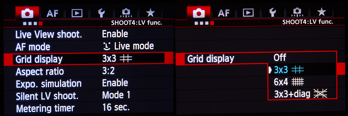 Canon 5D Mk III Grid Menu Setting