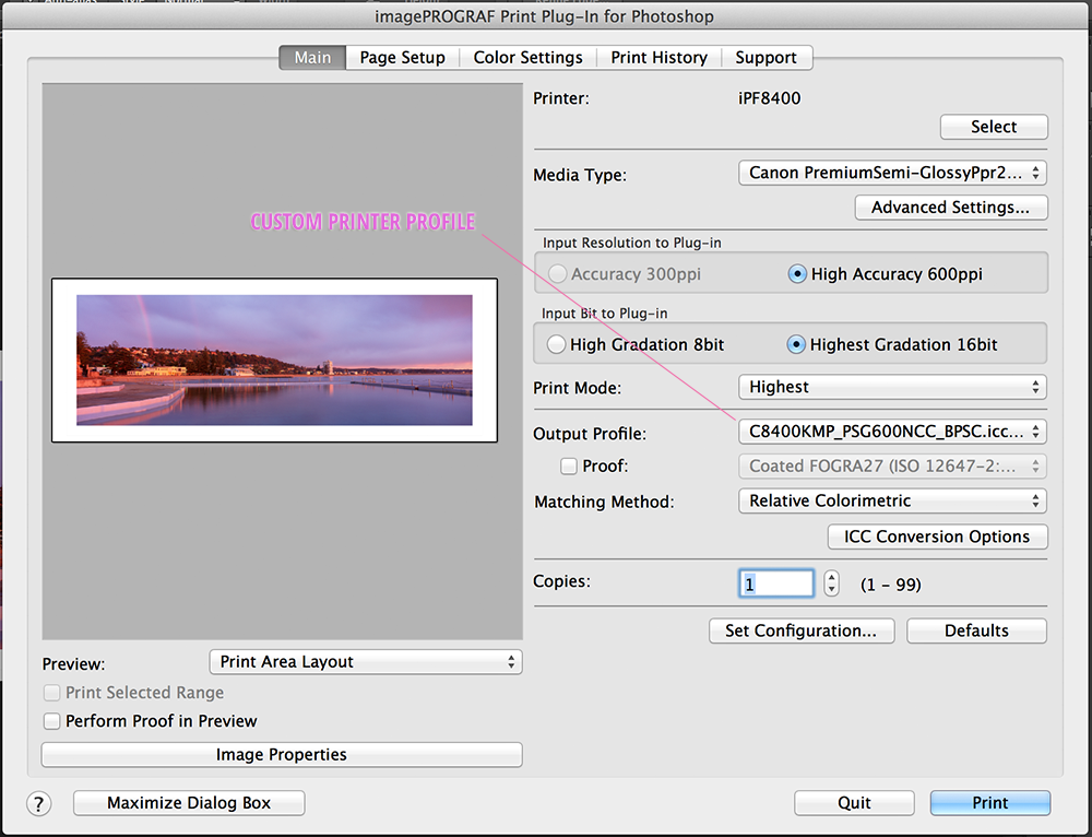 Custom Printer Profile