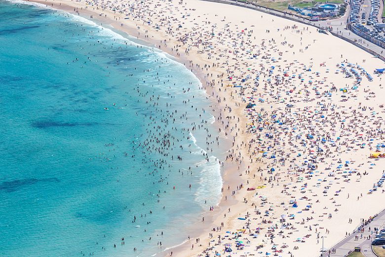 Packed Bondi Beach Aerial Photos - Australia Day 2019 - Images Sydney