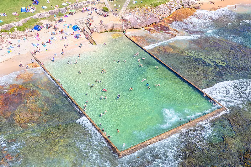 Shelly Beach Ocean Baths Aerial Cronulla Framed Photo